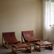 Francesco Lucianetti, Lounge chairs in leather and elm, Italian modern, 1960s