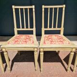 Set of 4 Louis XVI style chairs - In gray lacquered wood