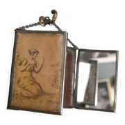 Antique barber triptych mirror, Art Nouveau, circa 1900