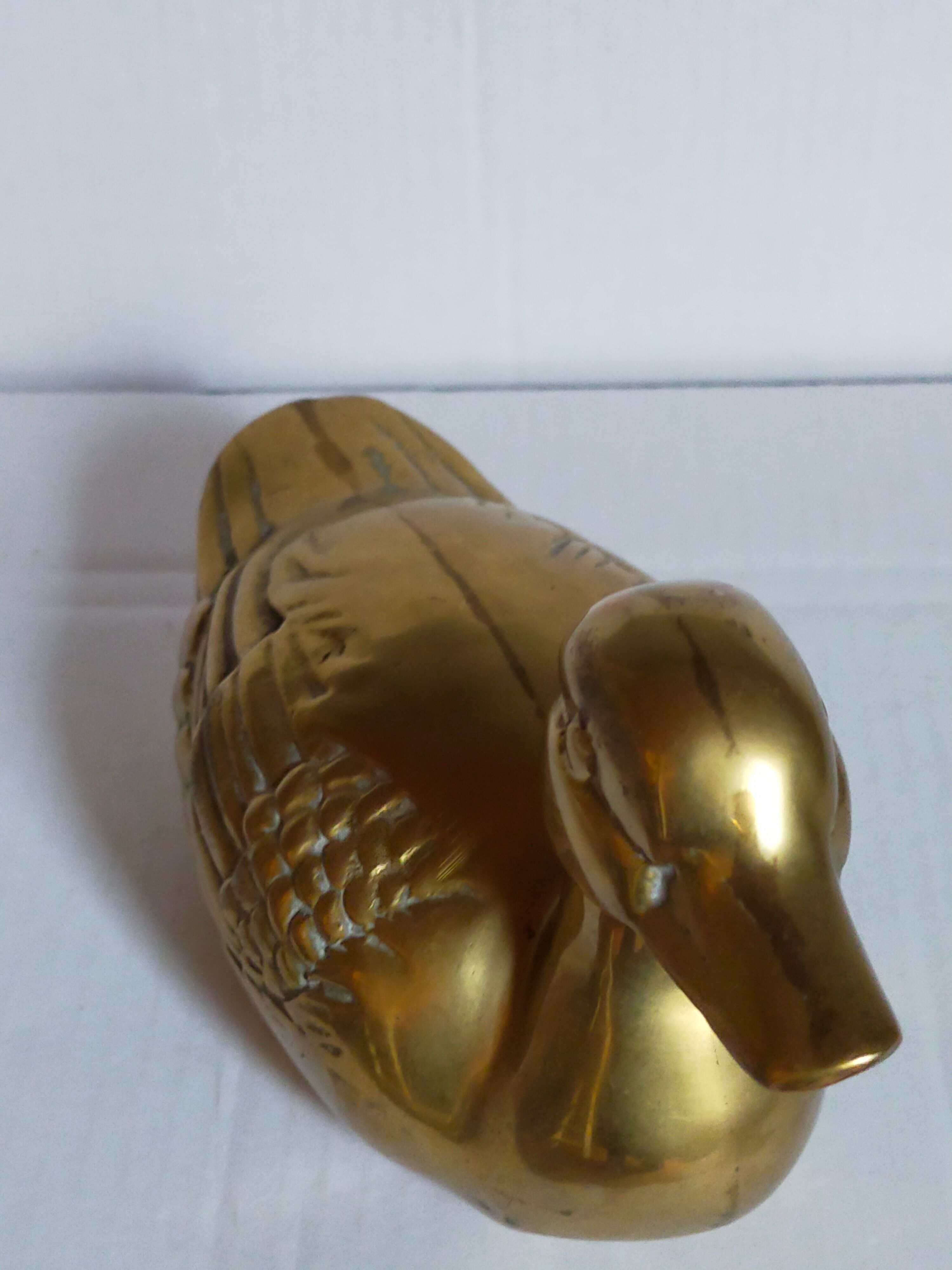 Vintage solid brass duck