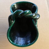 Basket in green glazed earth