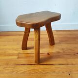 Brutalist tripod stool 1960 solid elm