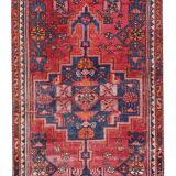 Red geometric tribal runner rug long handwoven oriental wool carpet 80x220cm