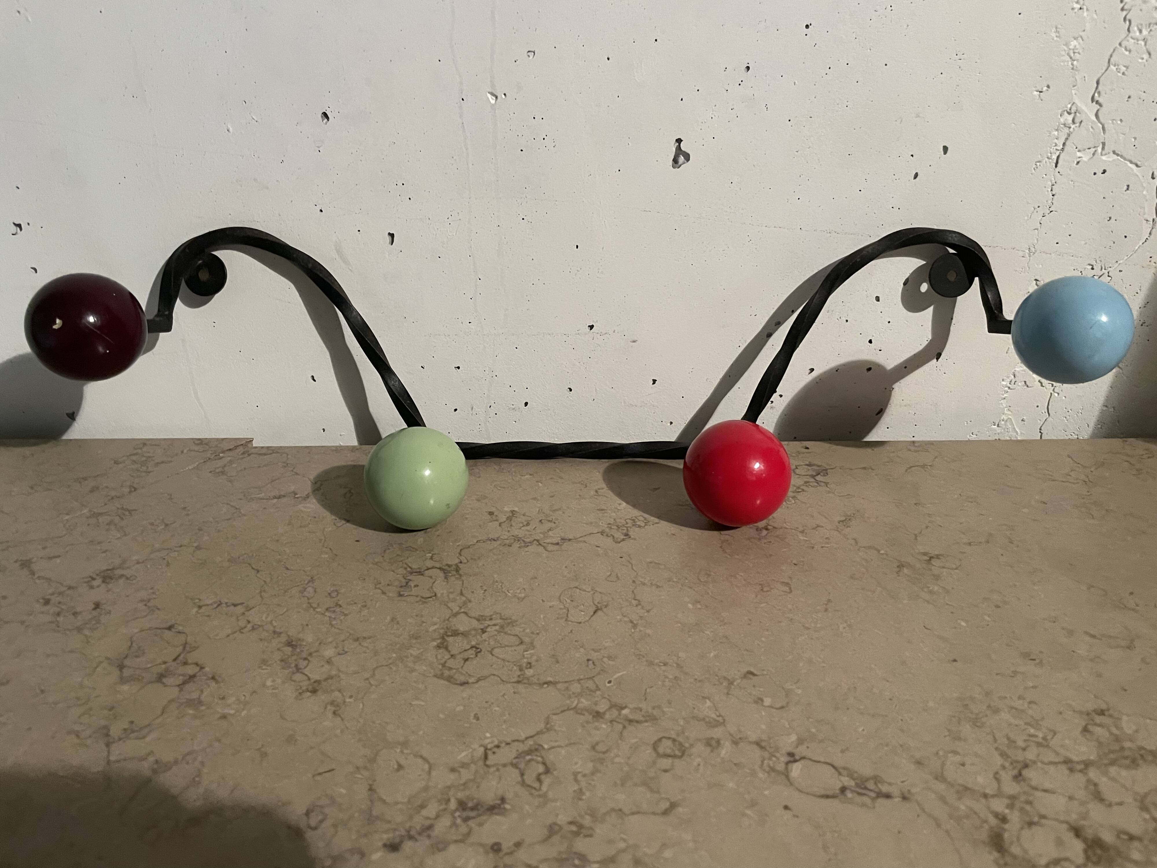 Coat hooks with 4 balls from the 1960s.