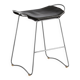 Contemporary organic bar stool Kitchen bar Old silver metal Black leather