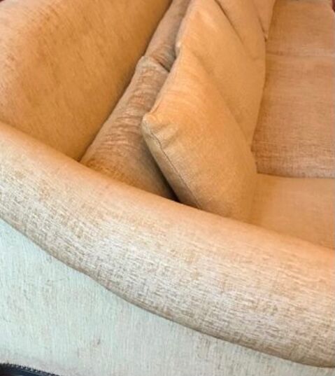 3-seater Louis XV style sofa in off-white cream fabric
