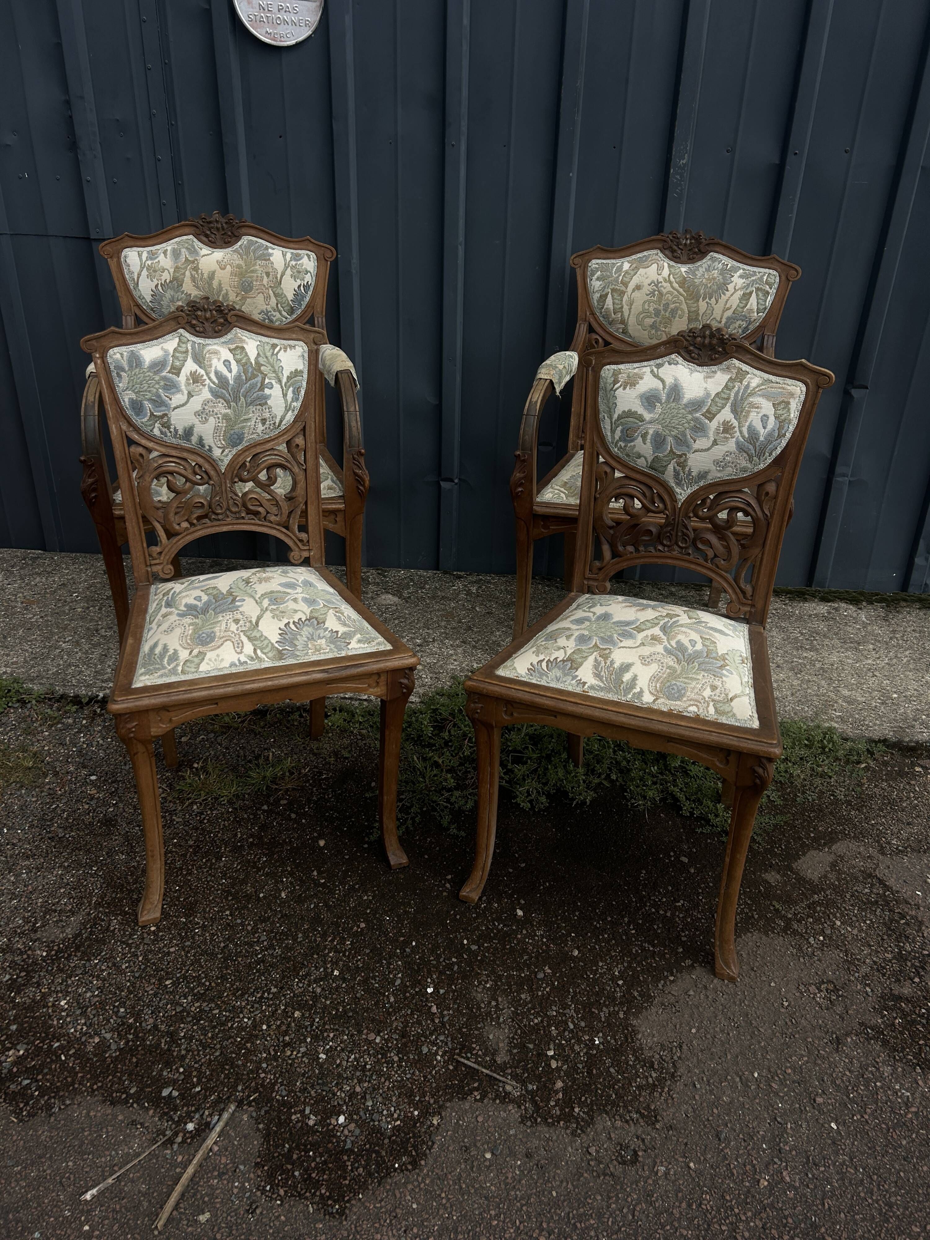 Paire de fauteuils et paire de chaises Art Nouveau