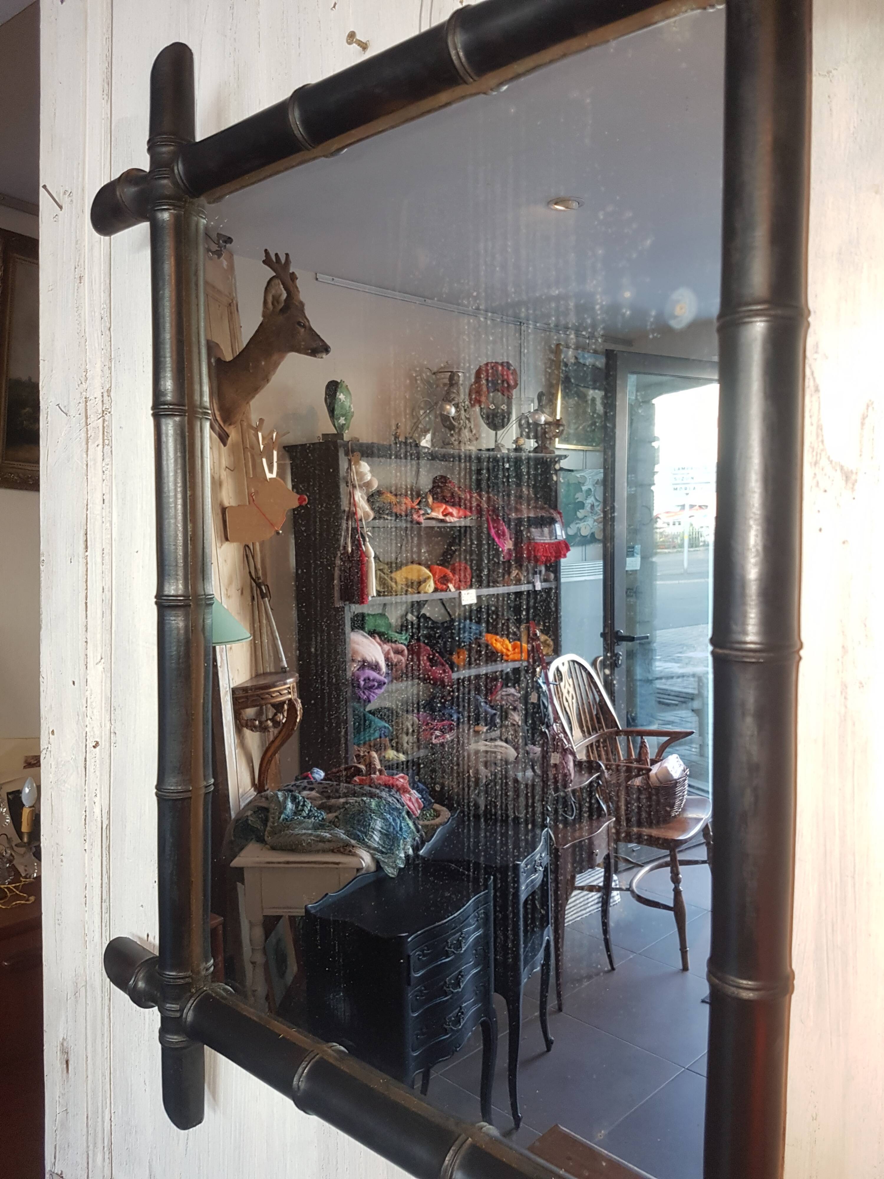 Black bamboo mirror 57x72cm