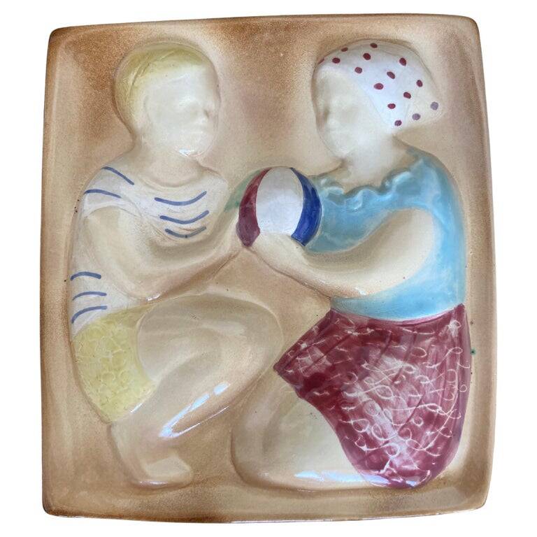 Mid-century design ceramic wall tile decoration, Czechoslovakia, 1960s