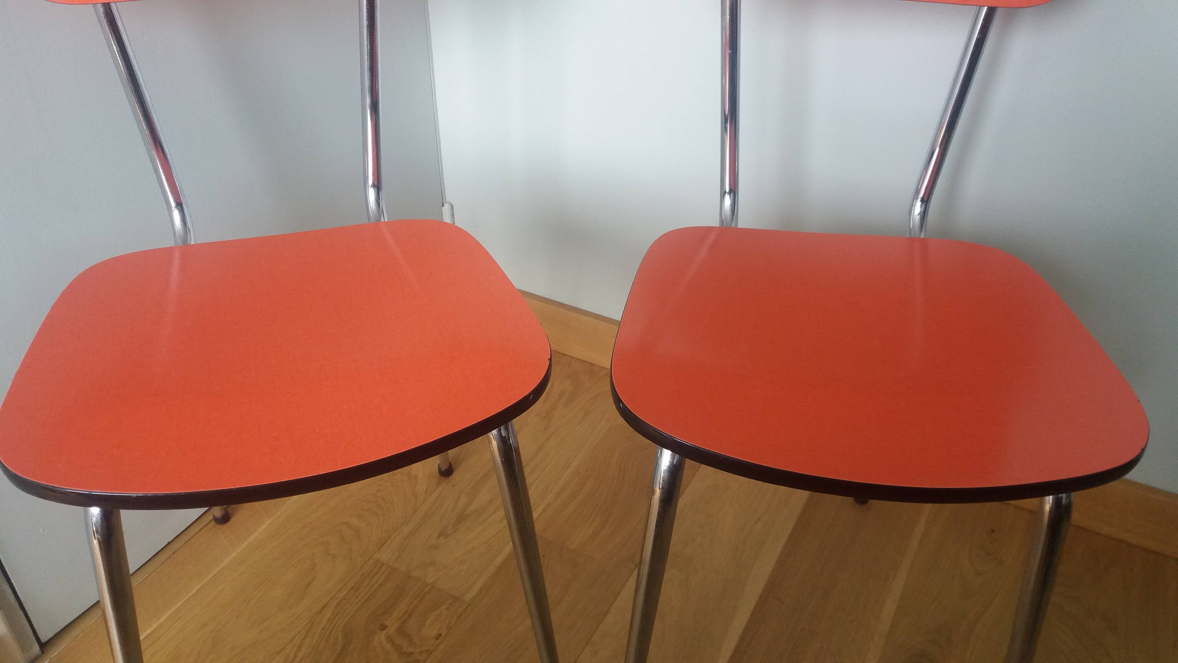 Chaises en formica et métal chromé