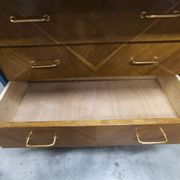 Commode scandinave 1960 atypique bleu Satiné 4 tiroirs