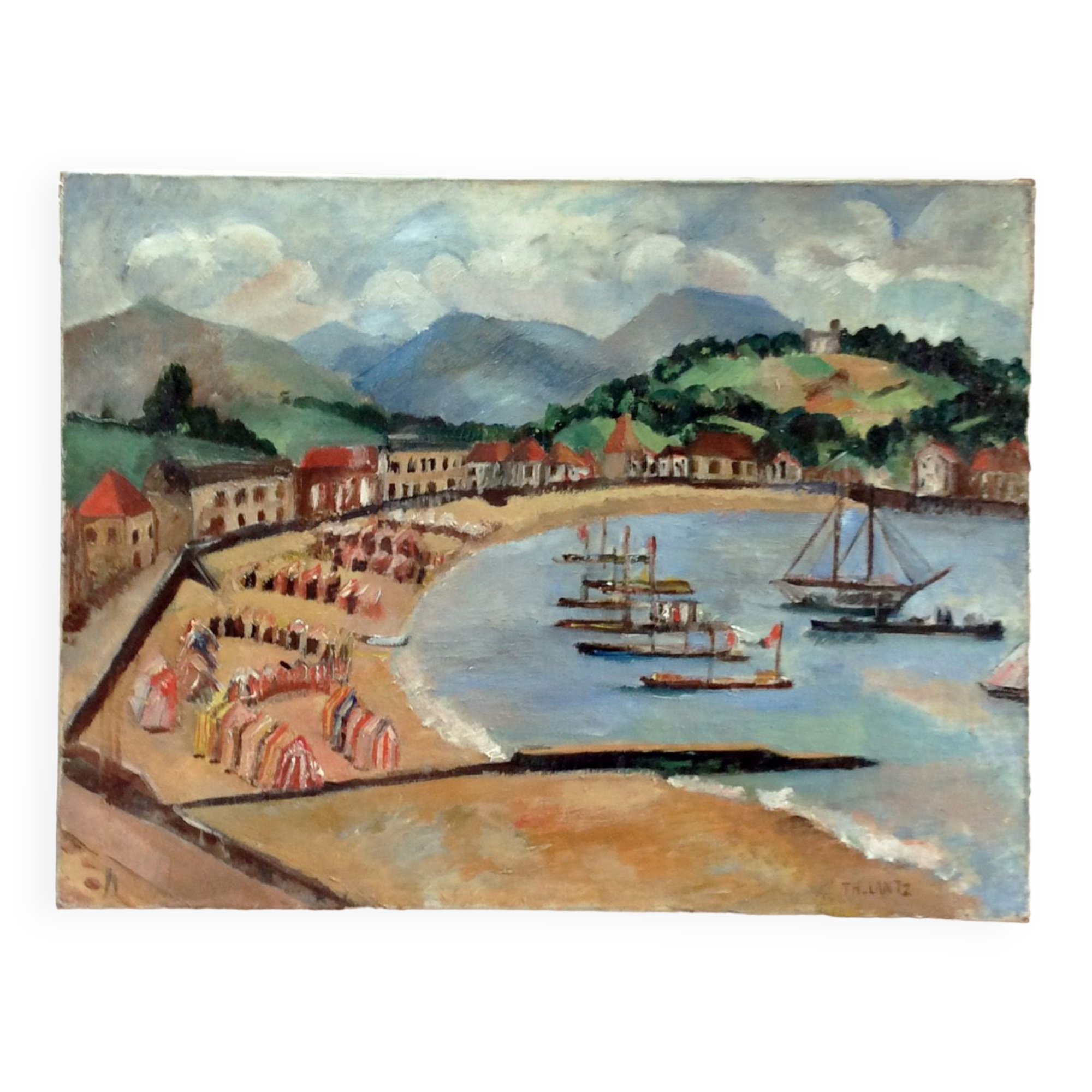 Oil on canvas 40's "The seaside"