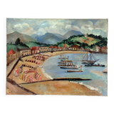 Oil on canvas 40's "The seaside"