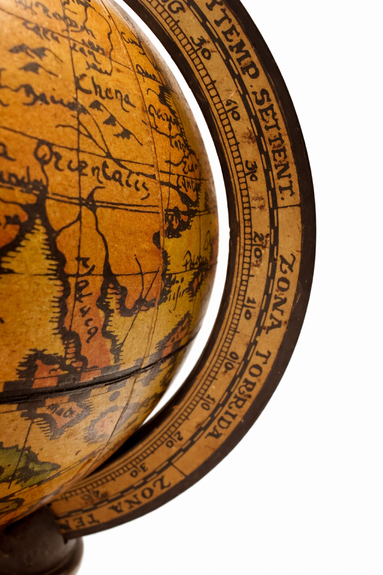 Globe vintage en bois et bronze