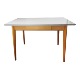 Vintage table in formica and wood, compass leg