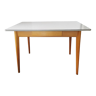 Table vintage en formica et bois, pied compas