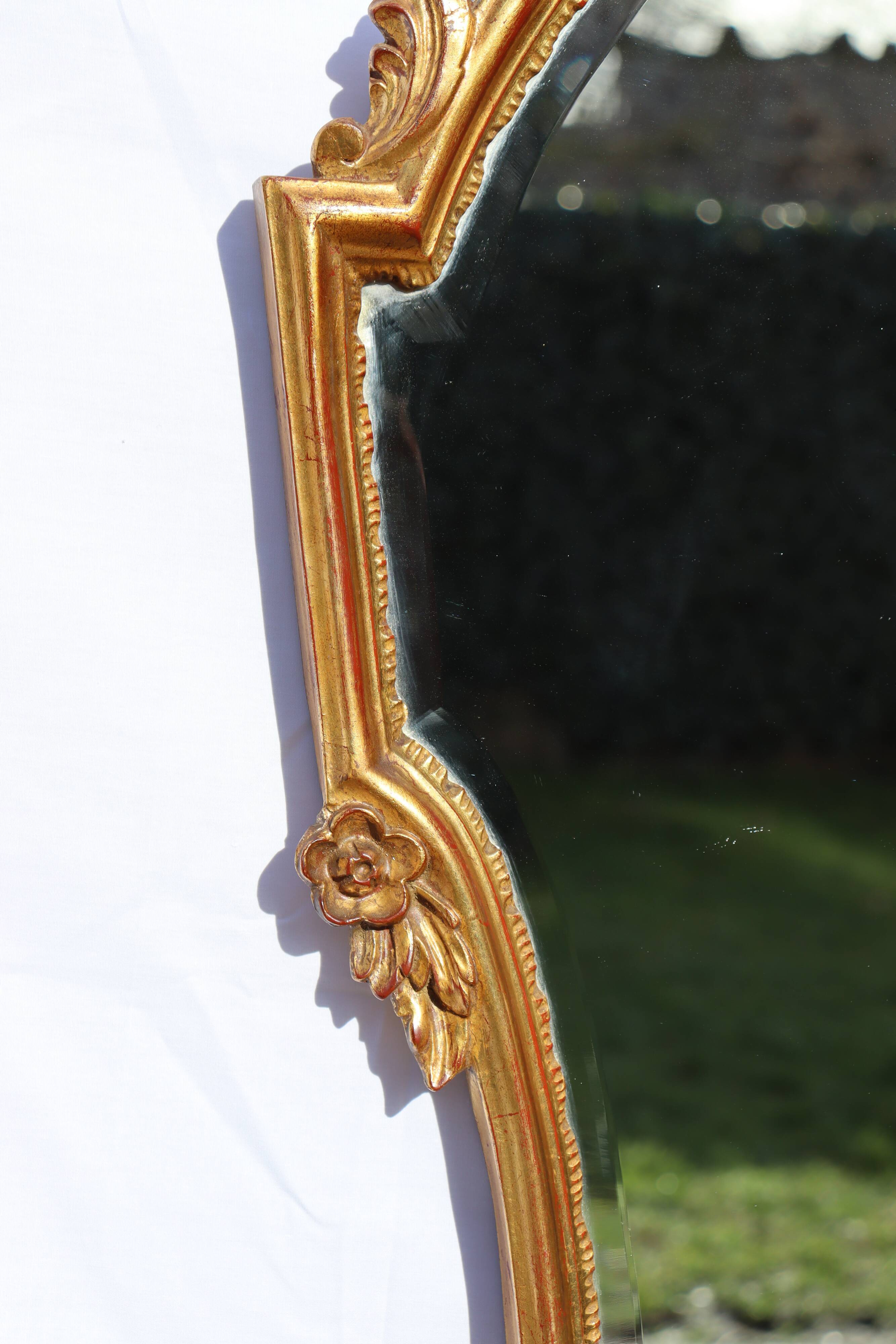 Deknudt, Vintage golden mirror Louis XV style   48x93cm