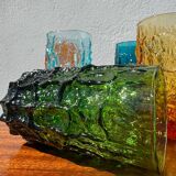 Large multicoloured glasses by Geoffrey Baxter from the 1960s.