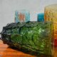 Large multicoloured glasses by Geoffrey Baxter from the 1960s.