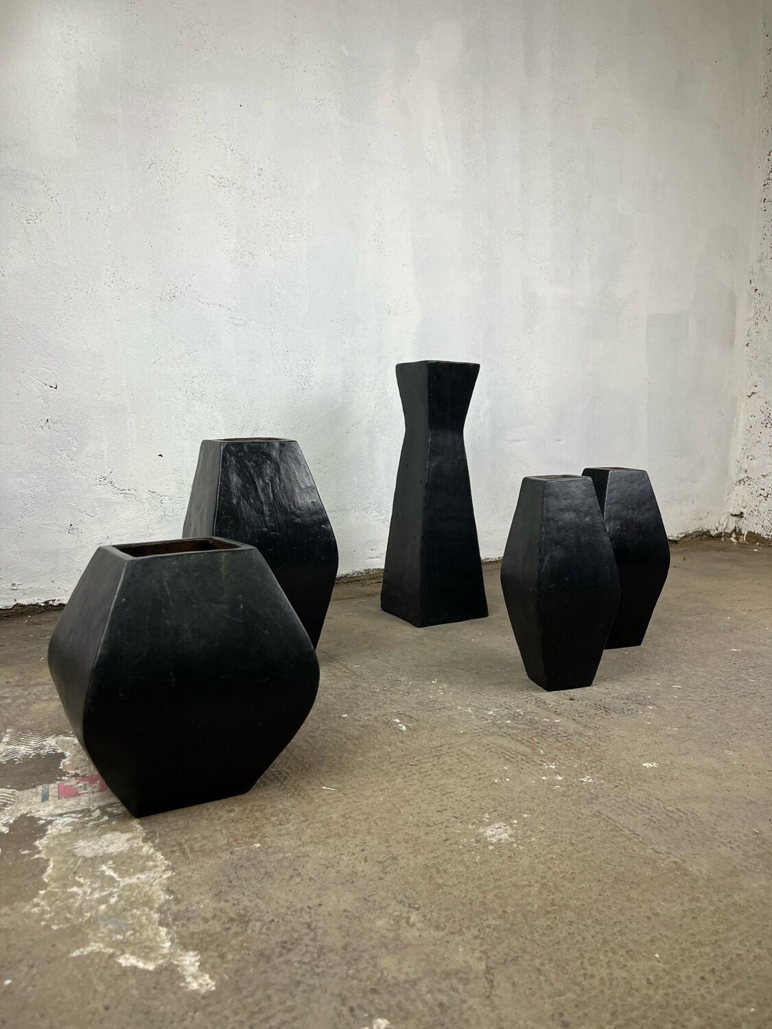 Set of glazed terracotta vases