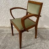 Pair of green velvet bridge armchairs