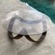 Vintage 1970s organic wood glass round coffee table