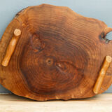 Raw wooden cheese platter