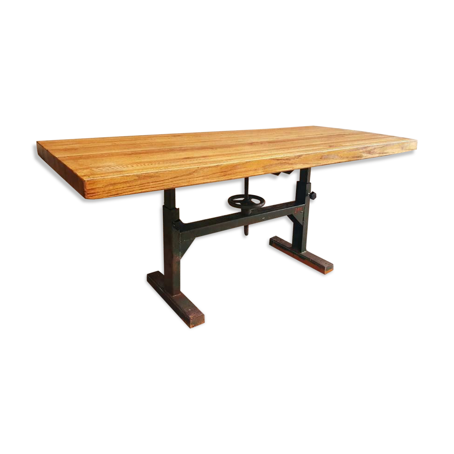 Industrial dining table oak on a workbench frame