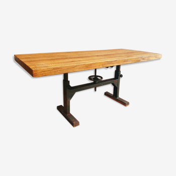 Industrial dining table oak on a workbench frame