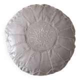 Moroccan pouf in gray leather
