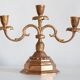 Decorative golden metal candle holders from the mid-20th century, Menora, France, 1960s.