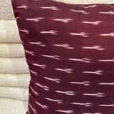 Indian blockprint cushion cover in burgundy cotton