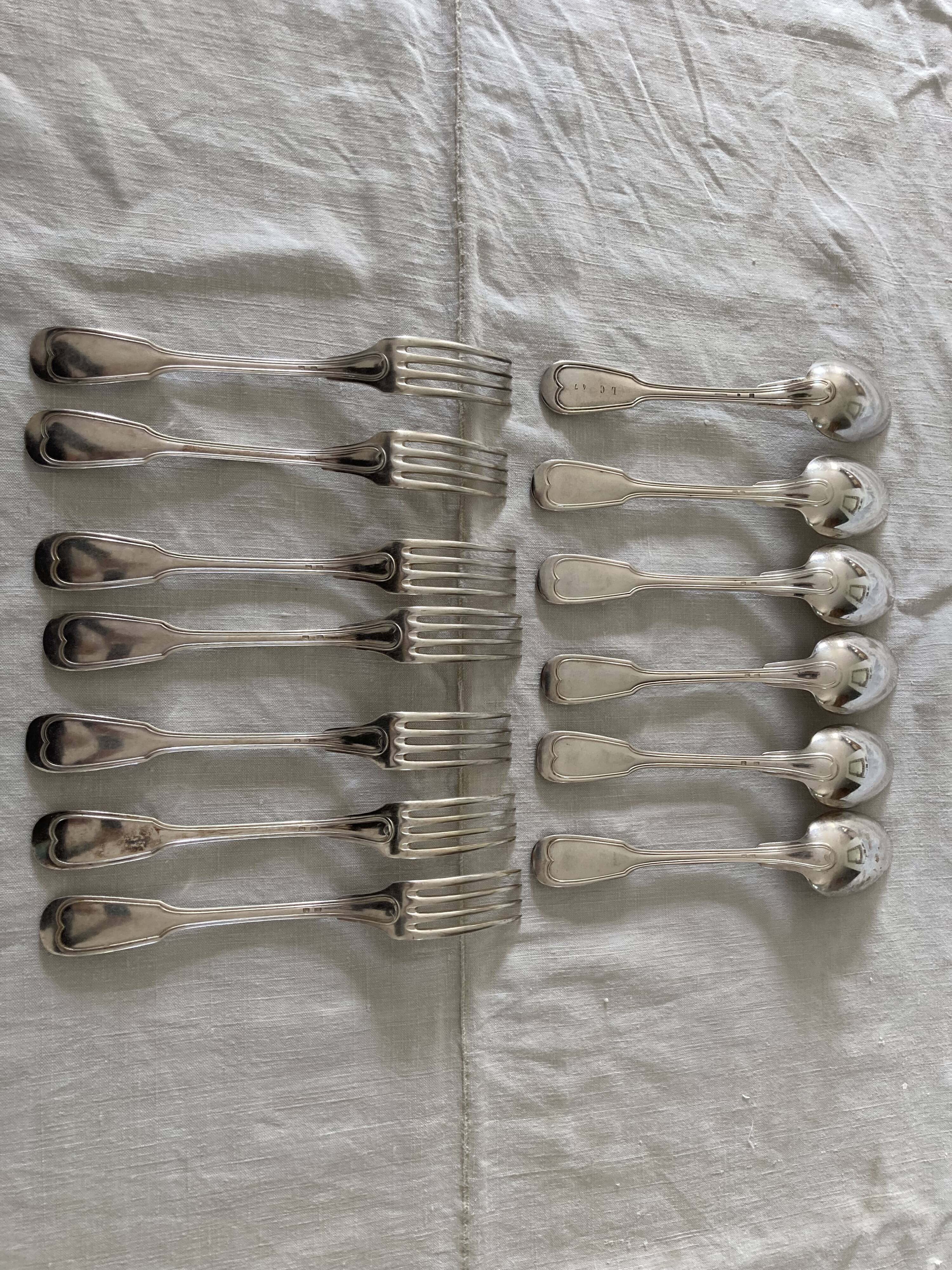 6 silver metal cutlery mesh model
