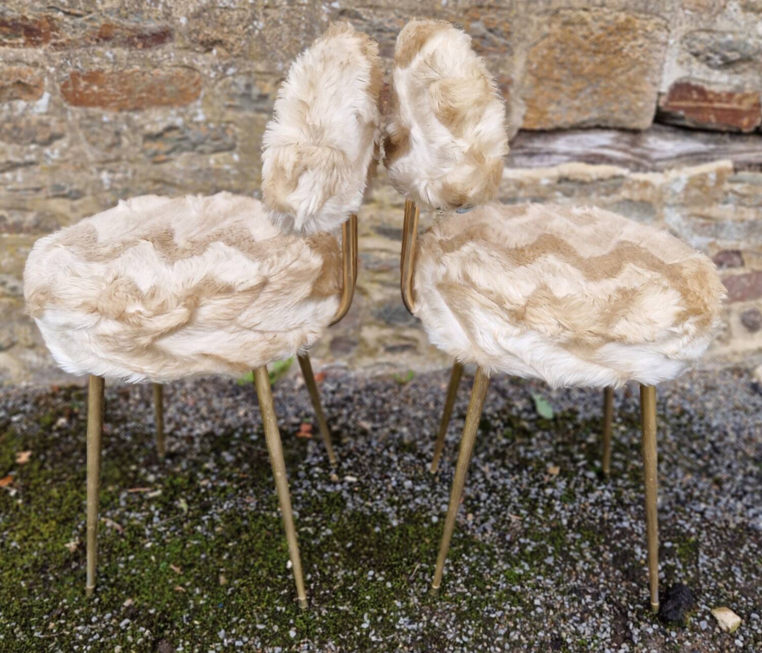 Pair of Pelfran 1970s furry chairs