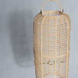Large lantern-shaped rattan pendant lamp H50 D24