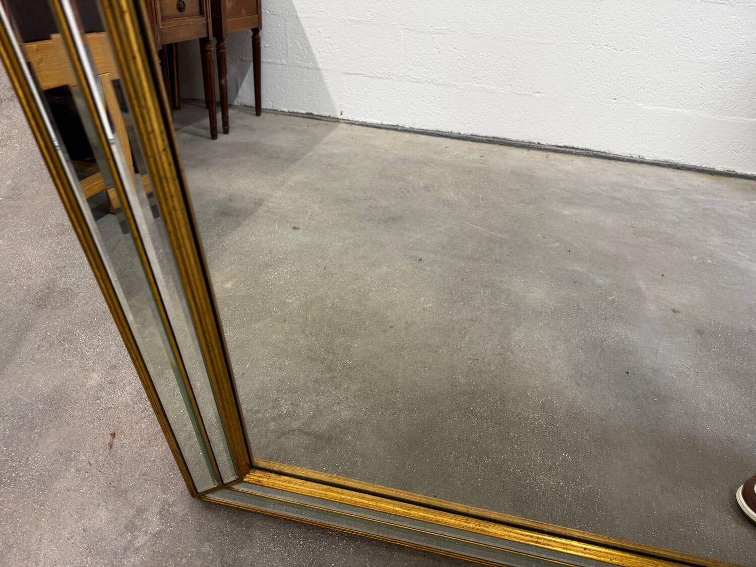 Deknudt Mirror Large Format with Triple Frame in Gold Wood Art Deco