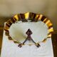 Dish signed Annie Glass 38/31 made in USA wavy edge gilded with 24k fine gold