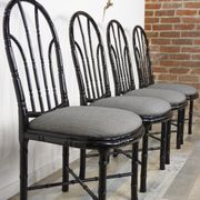 Lot of 4 Italian design chairs 70s - 80s in black laqué wood