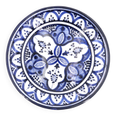 Assiette creuse murale Marocaine bleue en céramique, Safi