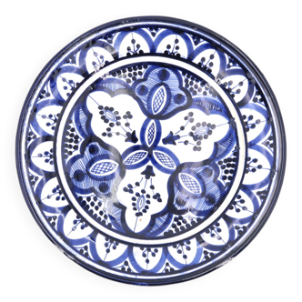 Blue Moroccan ceramic wall deep plate, Safi