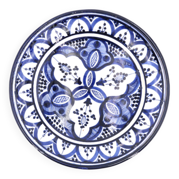 Blue Moroccan ceramic wall deep plate, Safi