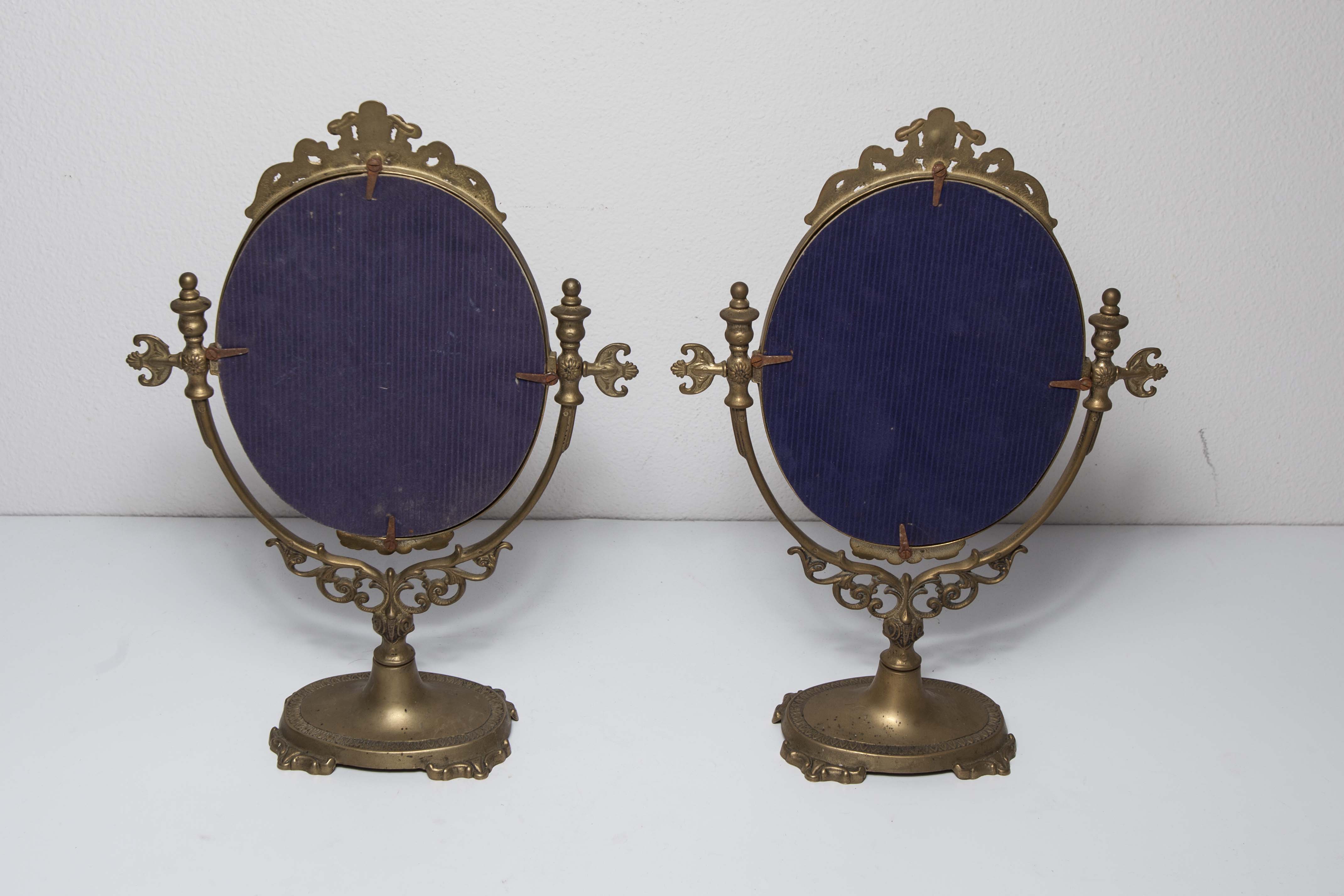 Pair of brass table mirror  28x39cm