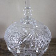 Cut glass sweet jar on feet