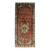 Rust Floral Wool Stair Runner, Hand-Knotted Central Medallion Runner 94x240