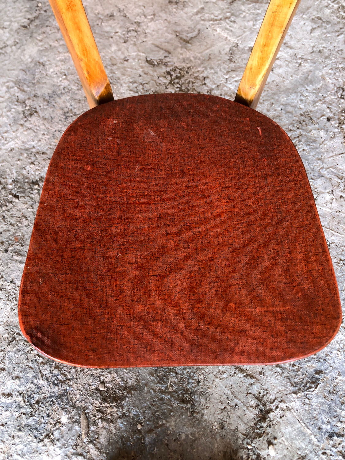 Scandinavian chair wood & skai red 70s vintage
