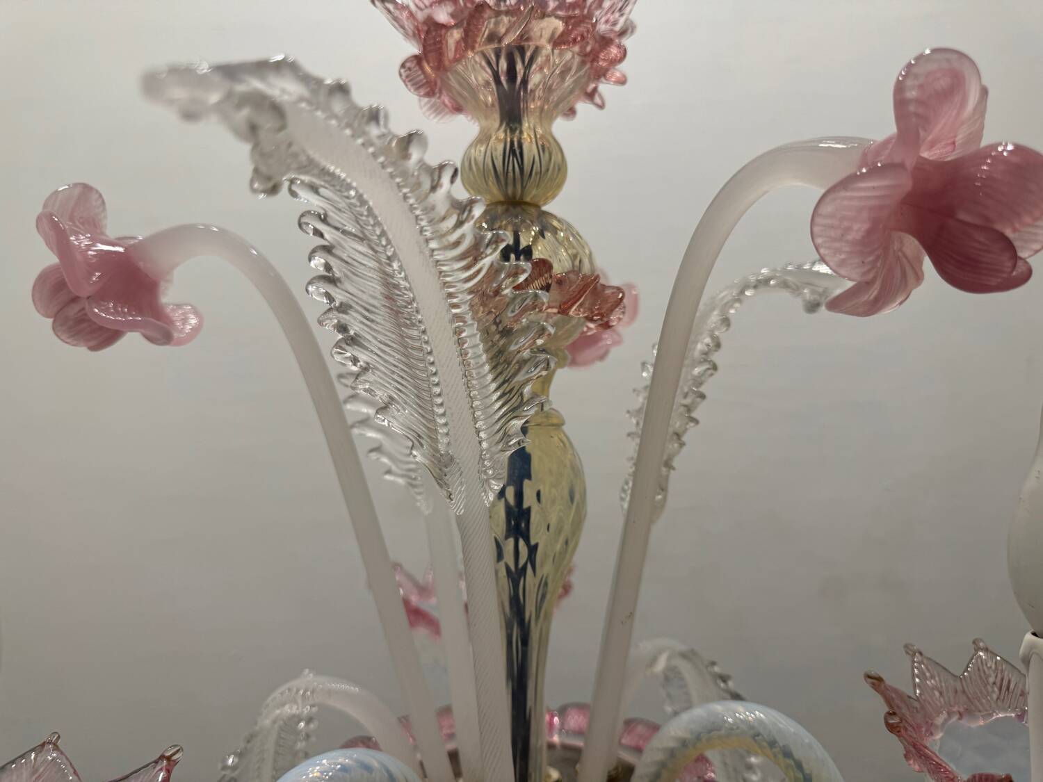Venetian Pink opalescent Murano Glass Chandelier 1960’s