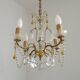 Vintage 4-Light Bronze, Glass & Crystal Chandelier with Amber Glass Drops