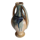Ancien vase amphore en grès émaillé flammé