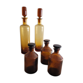 5 flacons de pharmacie anciens