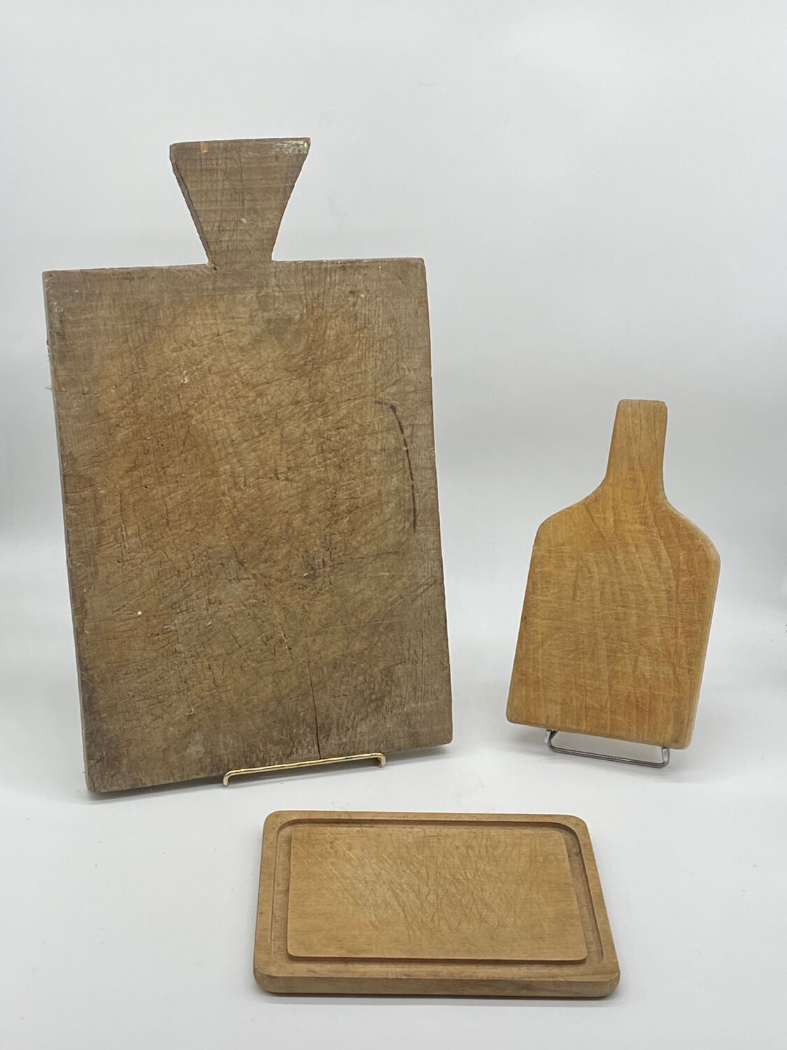 Trio de planches à découper, billots,  anciennes, vintage